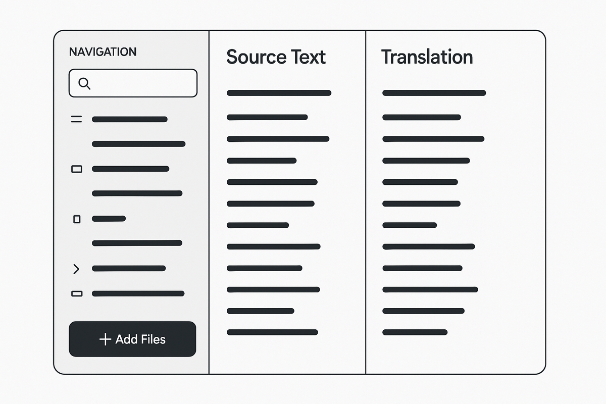 Example showing source text on the left and target text on the right